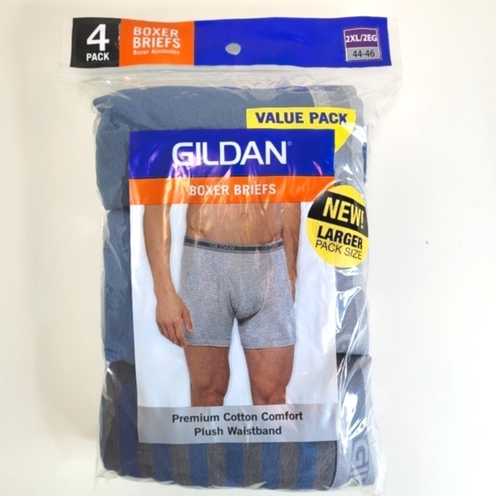 Gildan Boxer briefs Premium Cotton Comfort Plush Waistband 4 Pack Size Men 2XL